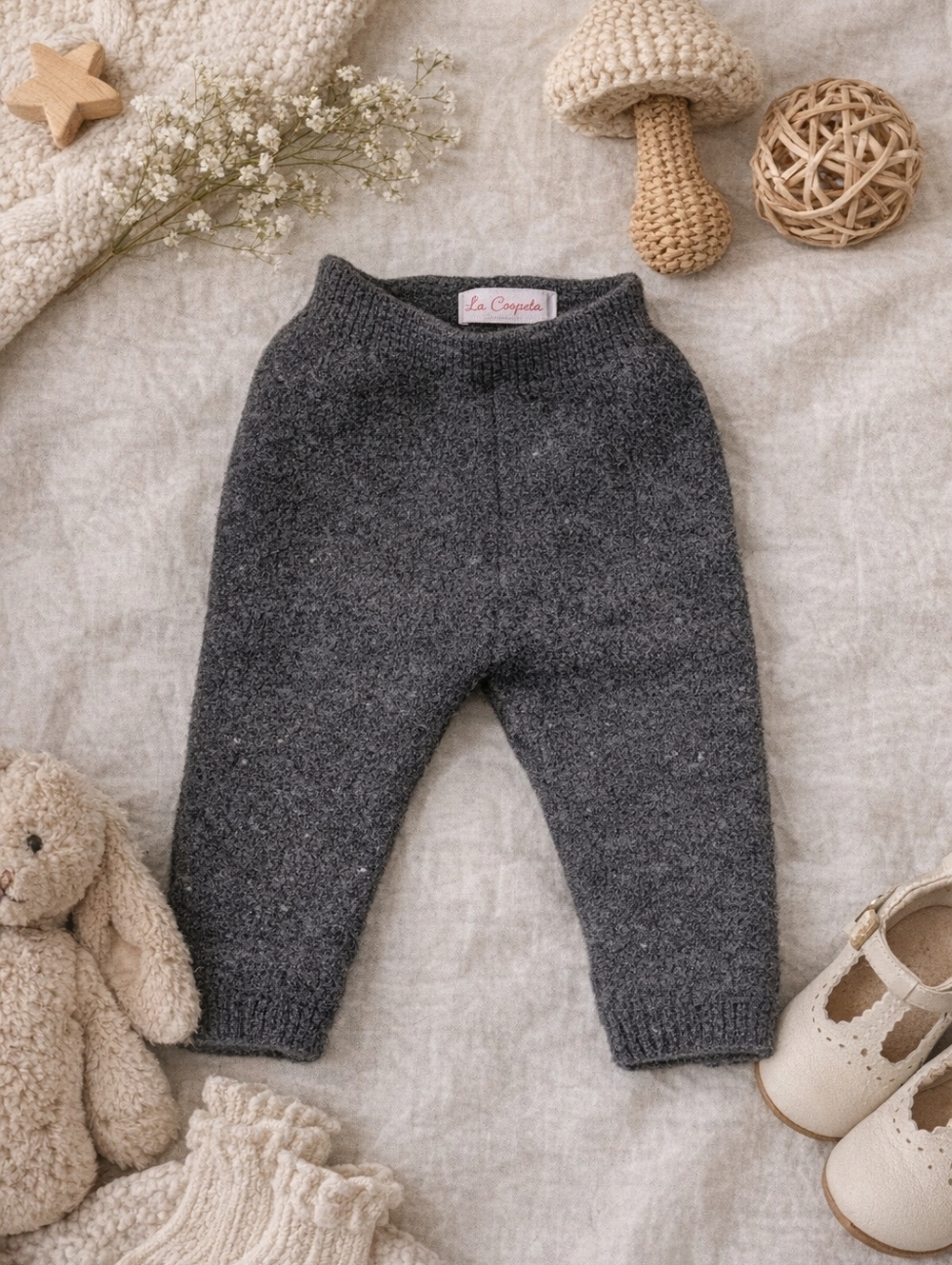 ✨ La Coqueta Merino Wool Knit Pants | Charcoal Gray Cozy Luxe (2Y)